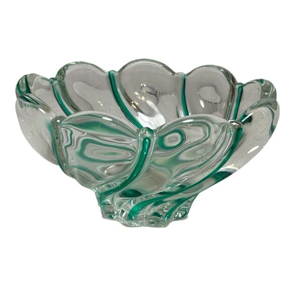 Mikasa Clear Green Peppermint Swirl Candy Nut Dish Bowl - Picture 1 of 5